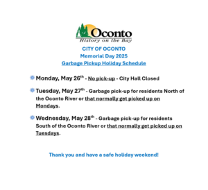 Memorial Day 2025 - Garbage Pickup Holiday Schedule
