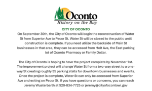 Water St Construction Closure - 9.29.26